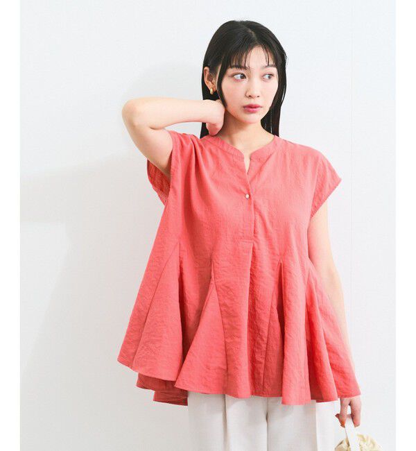 VIS「【防シワ/洗える】スキッパーフレアブラウス」|シャツ・ブラウス|レッド系(61)