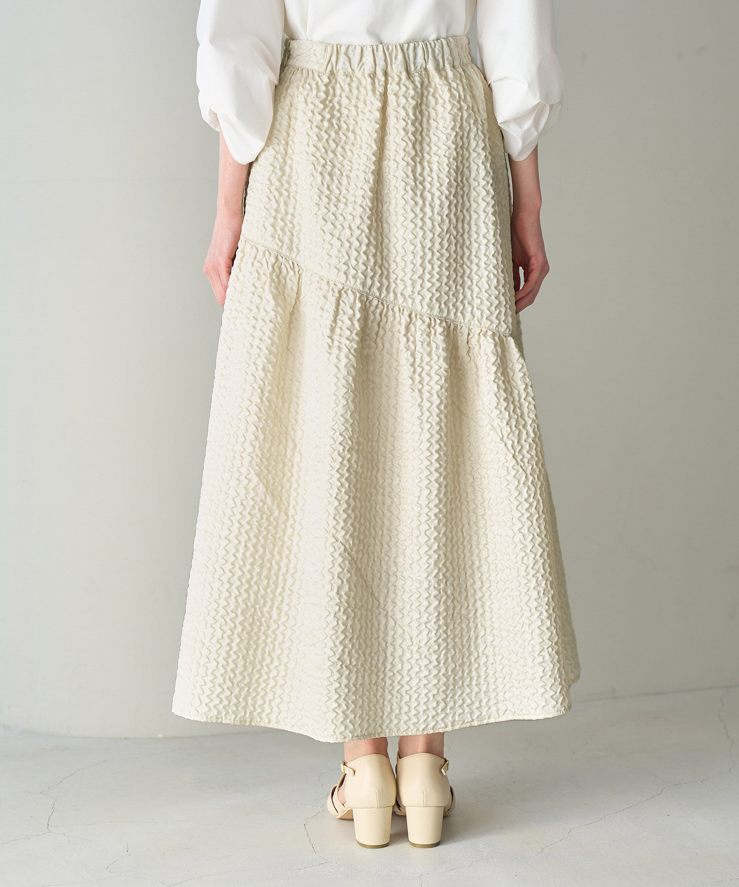 Rope&rsquo;Picnic「【emur】セットアップ対応/ふくれジャガードアシンメトリー切り替えスカート」|スカート|