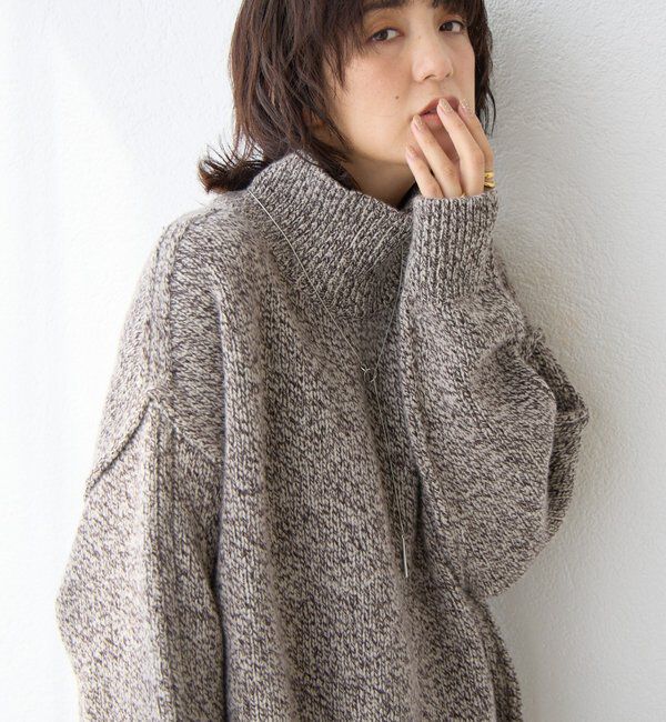  「【暖かな素材感/リバイバル】MIXヤーンタートルニット」|ニット・セーター|ブラウン
