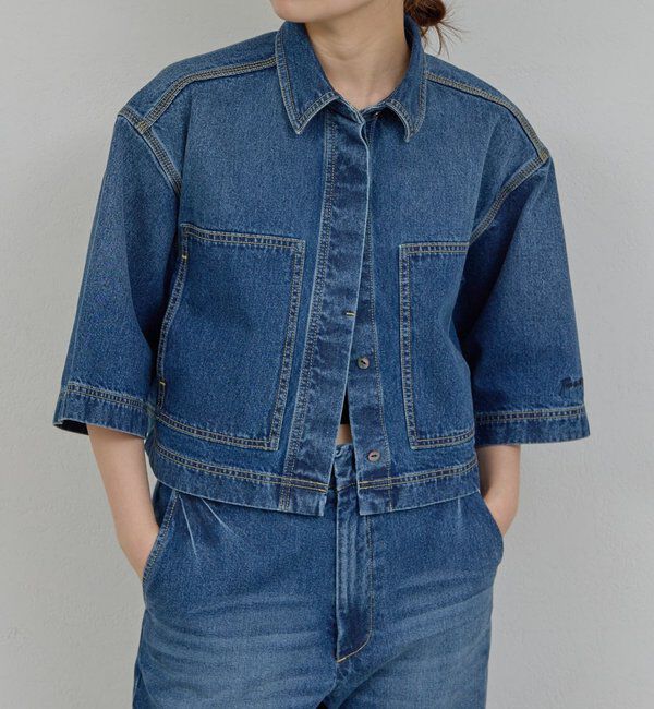  「【PEAS】【セットアップ対応】デニムハーフスリーブシャツ」|シャツ・ブラウス|ブルー