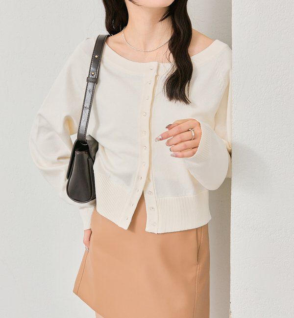  「ワイドネッククリアボタンカーディガン」|カーディガン|