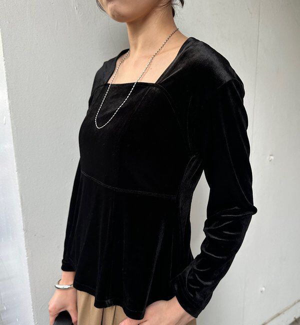  「ベロアペプラムプルオーバー」|Tシャツ・カットソー|