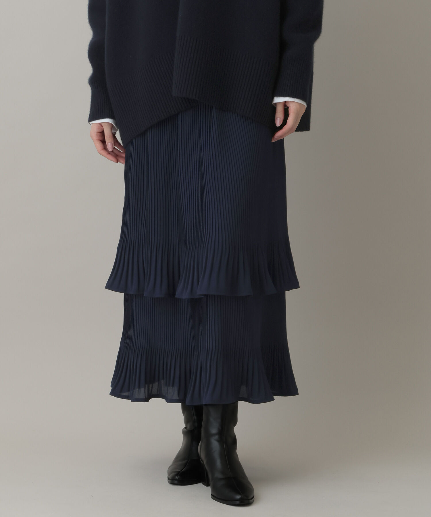 A part by 「ホソプリーツティアードスカート」|スカート|ネイビー