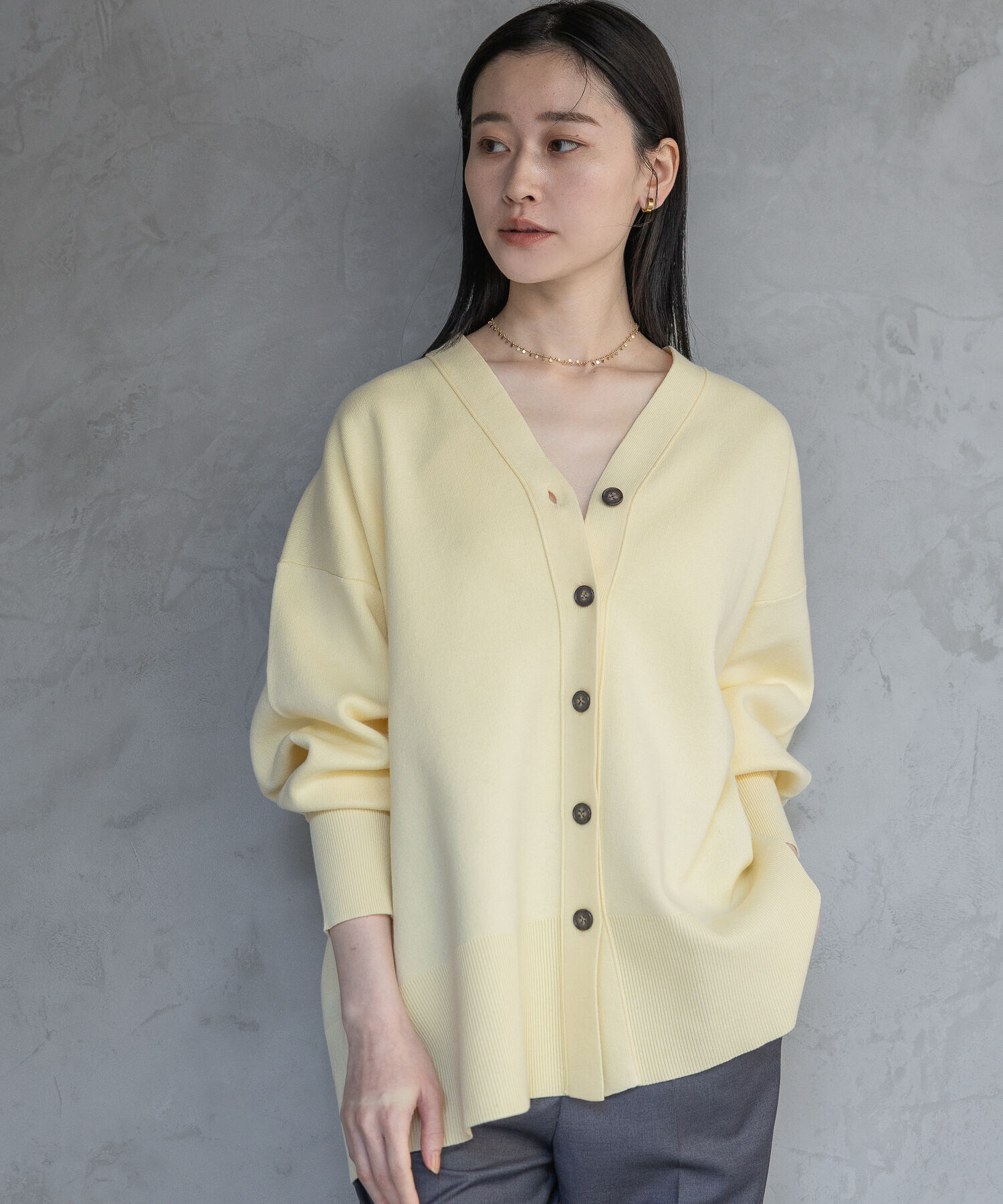A part by 「【新色追加】スポンジニットBIGカーディガン」|ニット・セーター|ライトイエロー