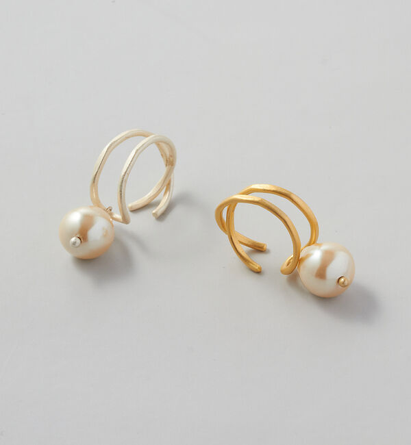 collex「【Ljud/ユード】ガラスドロップパールクロス 2WAYイヤーカフ」|イヤリング|