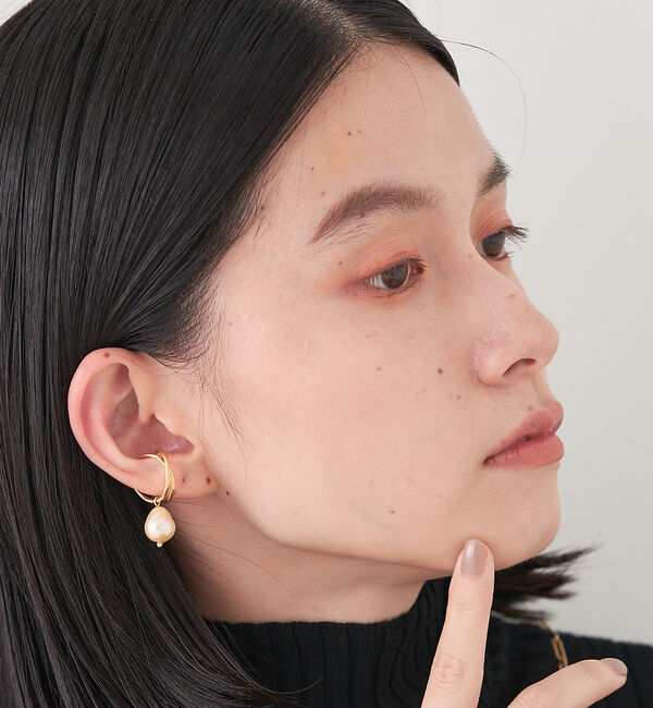 collex「【Ljud/ユード】ガラスドロップパールクロス 2WAYイヤーカフ」|イヤリング|