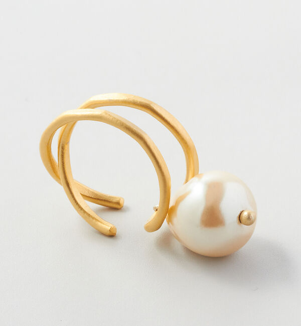 collex「【Ljud/ユード】ガラスドロップパールクロス 2WAYイヤーカフ」|イヤリング|