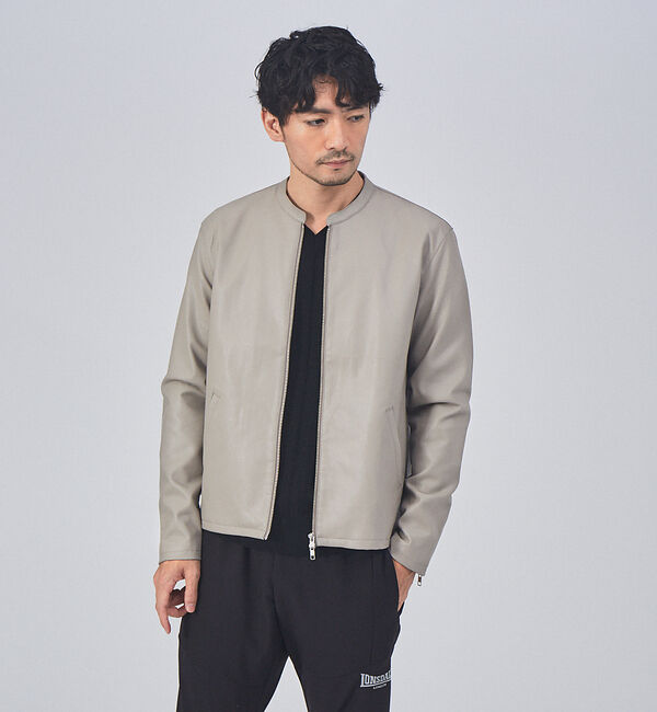 ABAHOUSE「【定番】ネオレザー シングル ライダース」|ライダースジャケット|グレージュ