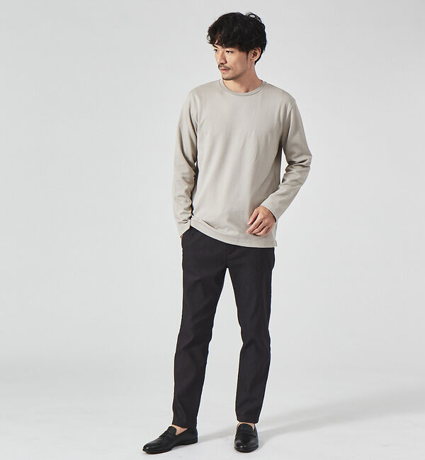 ABAHOUSE「【チェック柄】ジャガード クルーネック 長袖 Tシャツ」|Tシャツ・カットソー|