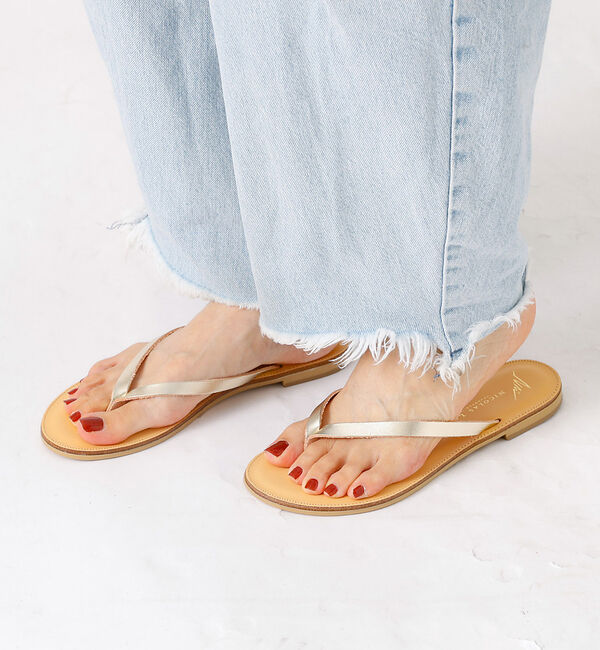 Rouge vif「【NICOLAS LAINAS/ニコラスライナス】レザートングサンダル」|サンダル|ゴールド