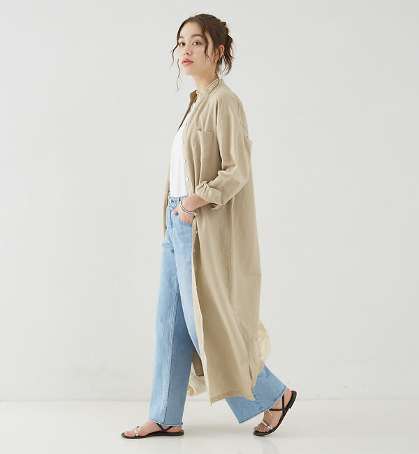 Rouge vif「麻混長袖シャツワンピース」|ワンピース|