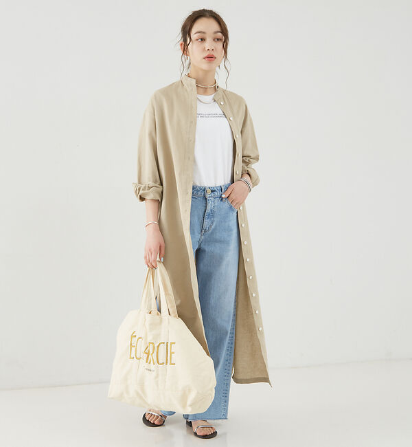 Rouge vif「麻混長袖シャツワンピース」|ワンピース|