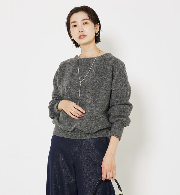 qualite「ラメスライバーニットプルオーバー」|スウェット・ジャージ|チャコールグレー