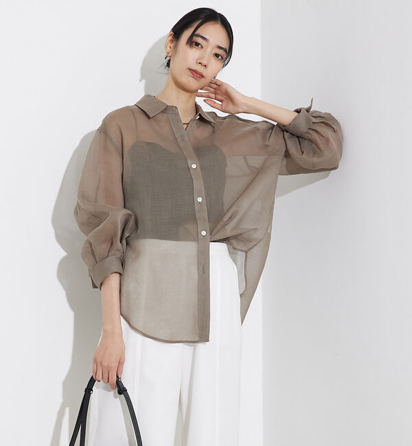 qualite「ソフトオーガンジーシアーシャツ」|シャツ・ブラウス|