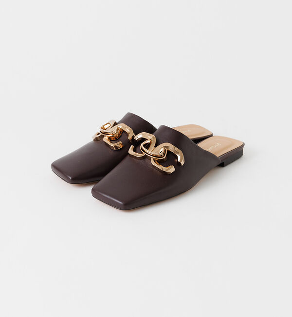 AU BANNISTER「【WEB限定】メタルモチーフワイドスクエアミュール」|その他|チョコ