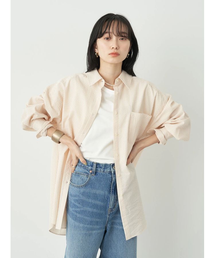 earth music&ecology「サッカーストライプボーイズライクシャツ」|シャツ・ブラウス|