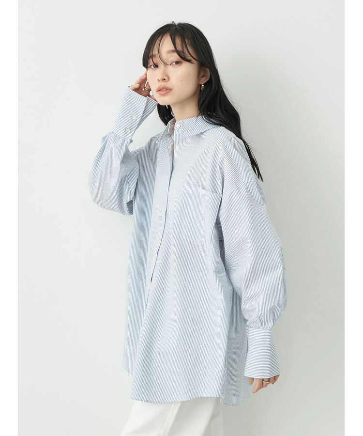 earth music&ecology「サッカーストライプボーイズライクシャツ」|シャツ・ブラウス|