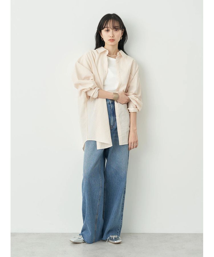 earth music&ecology「サッカーストライプボーイズライクシャツ」|シャツ・ブラウス|