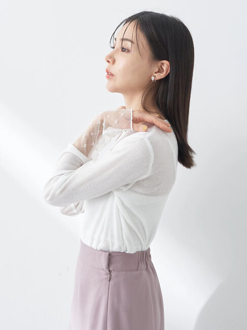 earth music&ecology「チュールビジュープルオーバー」|Tシャツ・カットソー|