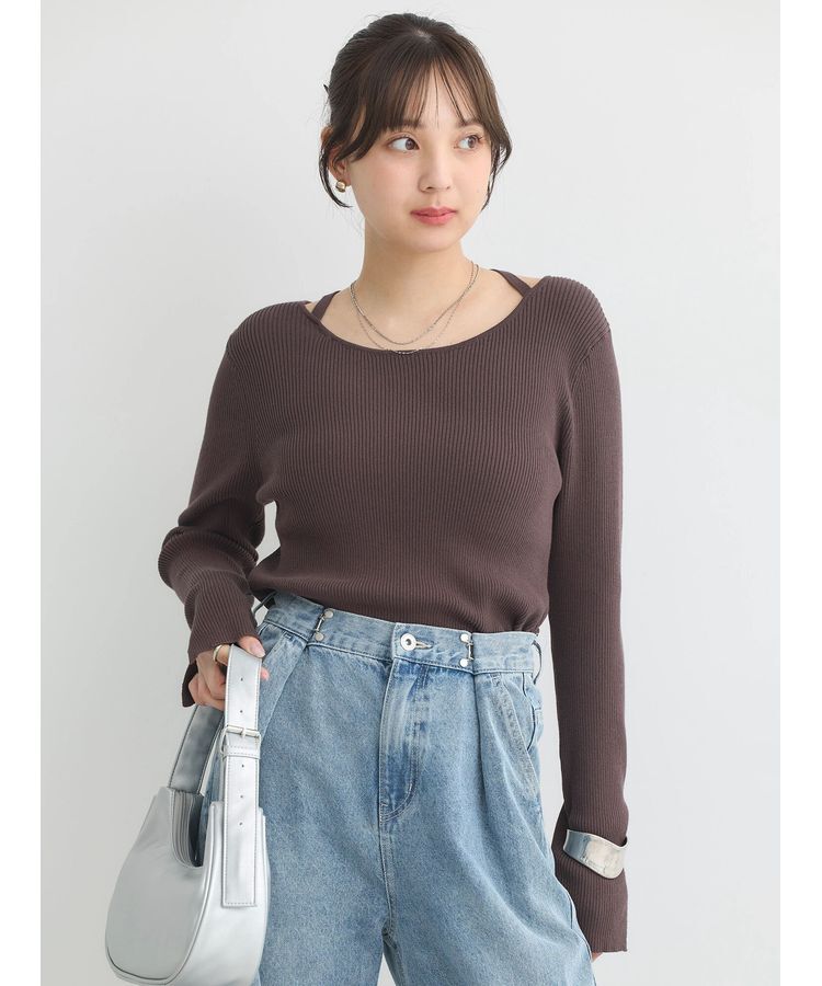 earth music&ecology「ホルターネックプルオーバー」|ニット・セーター|Brown