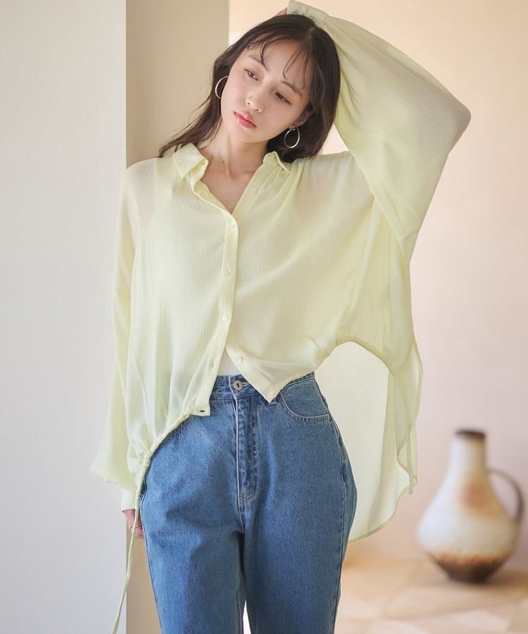 earth music&ecology「レーヨンクレープドロストシャツ」|シャツ・ブラウス|Yellow