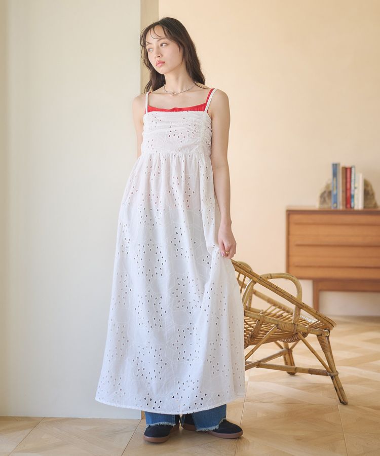 earth music&ecology「シフリー刺繍キャミワンピース」|ワンピース|