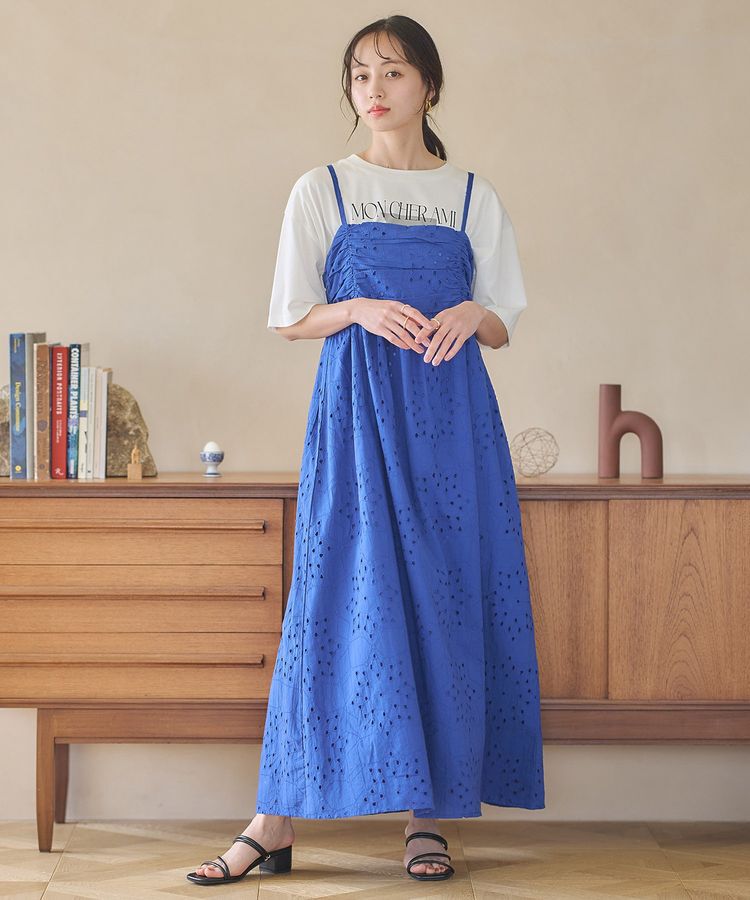 earth music&ecology「シフリー刺繍キャミワンピース」|ワンピース|Blue