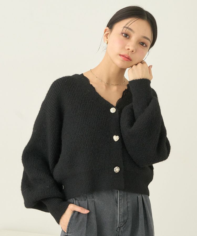 earth music&ecology「アソートキラキラボタンカーディガン」|カーディガン|Black