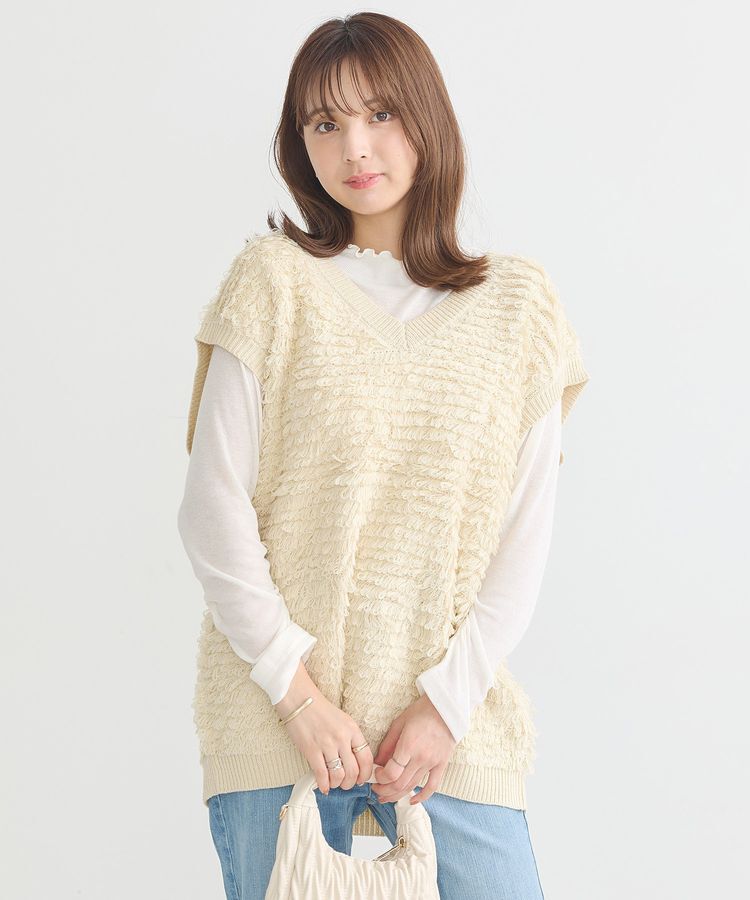 earth music&ecology「ループ編みベスト」|ベスト・ジレ|