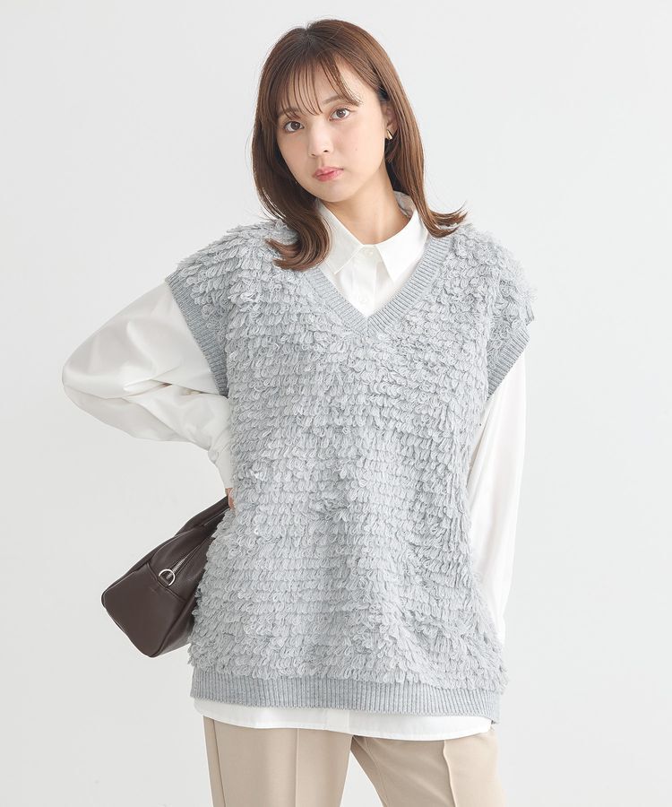 earth music&ecology「ループ編みベスト」|ベスト・ジレ|