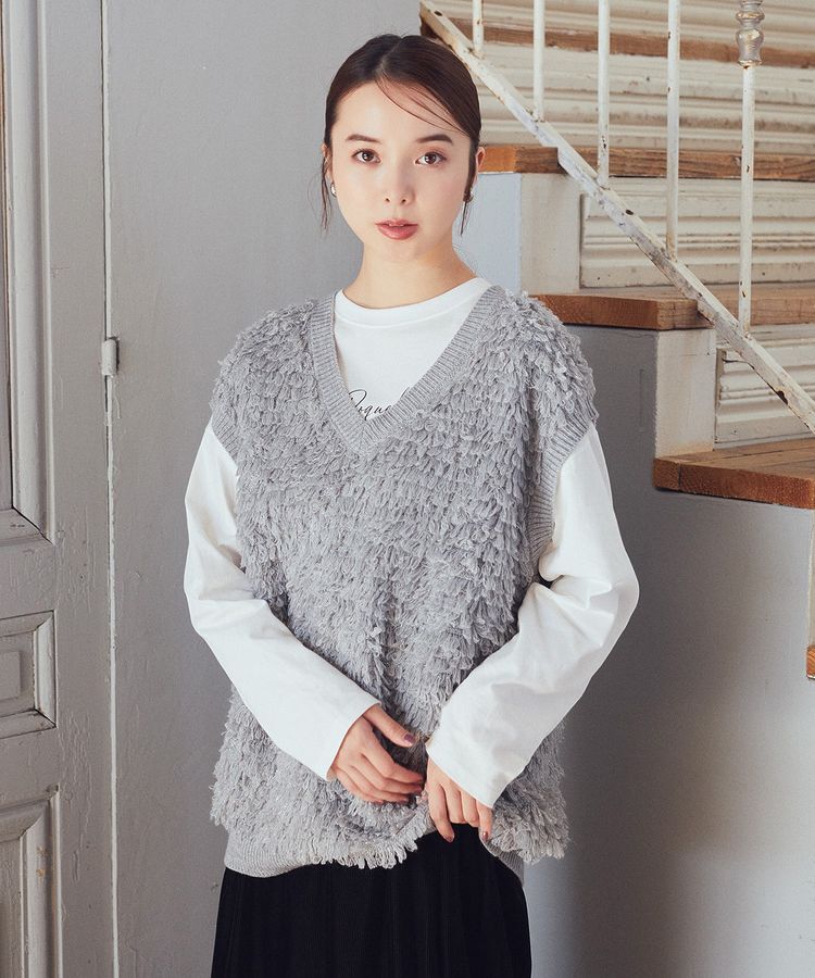 earth music&ecology「ループ編みベスト」|ベスト・ジレ|