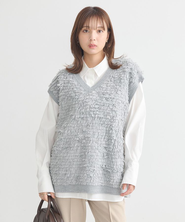 earth music&ecology「ループ編みベスト」|ベスト・ジレ|Gray