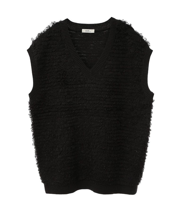 earth music&ecology「ループ編みベスト」|ベスト・ジレ|Black