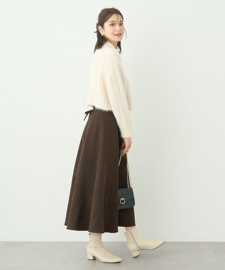 earth music&ecology「フェザーラメフロントリボンニットカーディガン」|カーディガン|