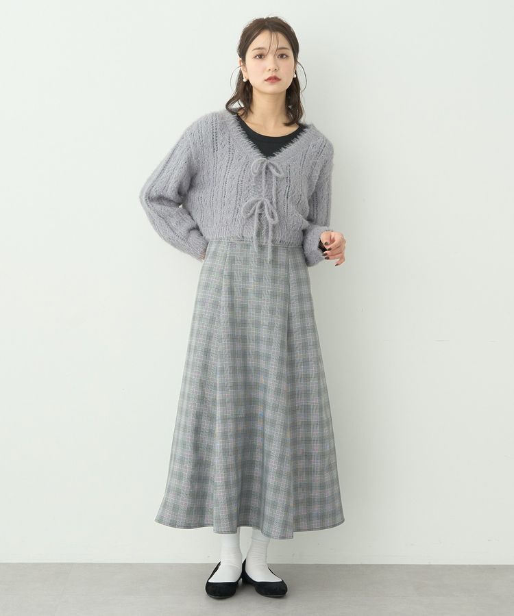 earth music&ecology「フェザーラメフロントリボンニットカーディガン」|カーディガン|