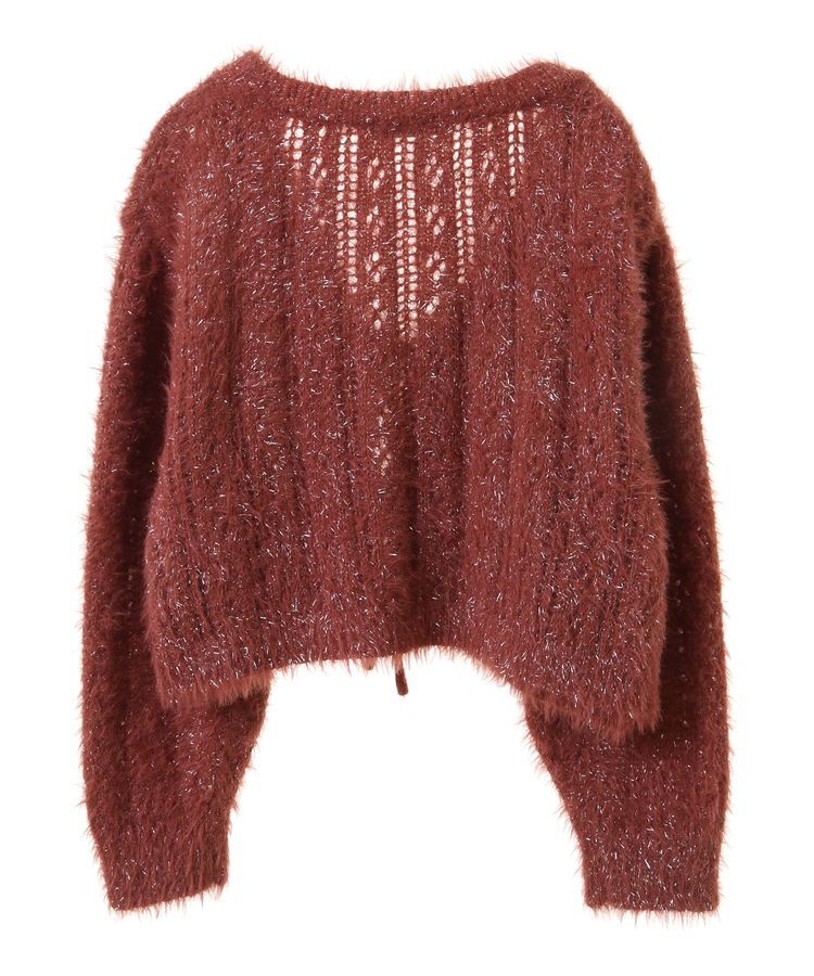 earth music&ecology「フェザーラメフロントリボンニットカーディガン」|カーディガン|