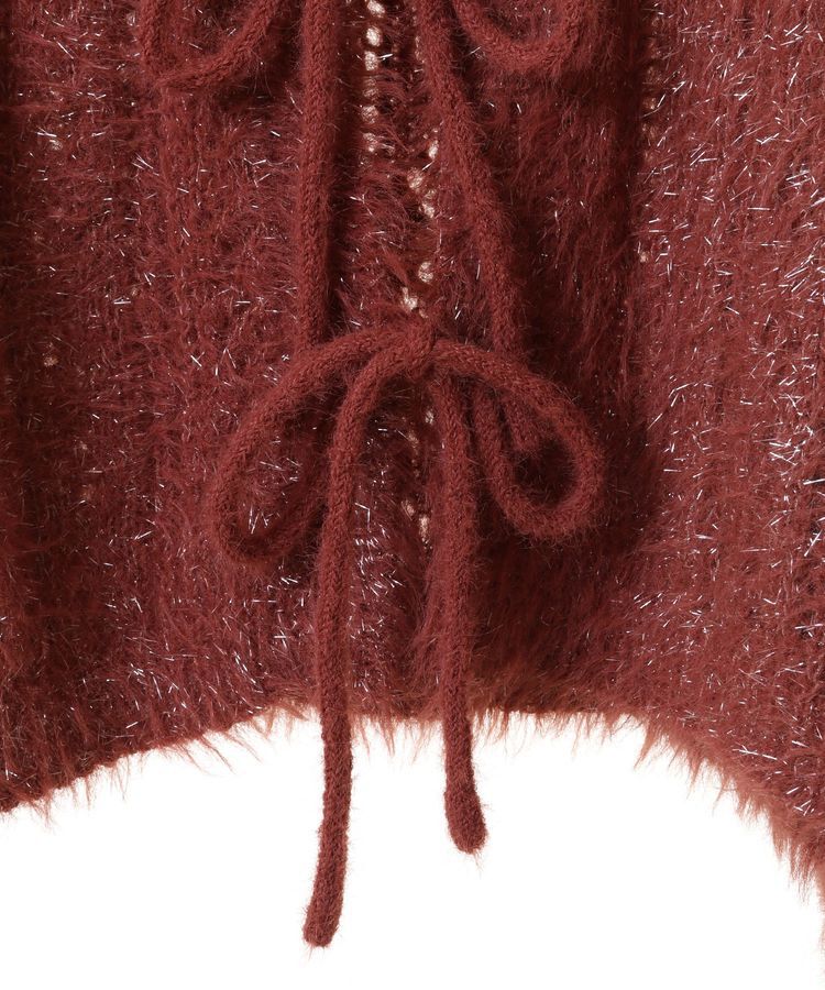 earth music&ecology「フェザーラメフロントリボンニットカーディガン」|カーディガン|