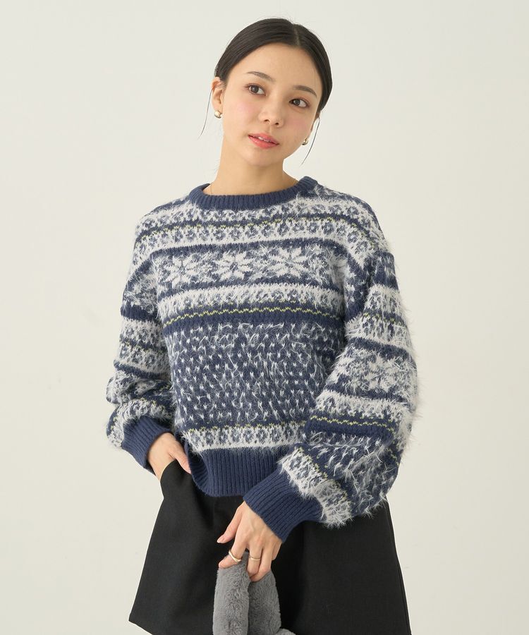 earth music&ecology「フェザーヤーンノルディックプルオーバー」|ニット・セーター|