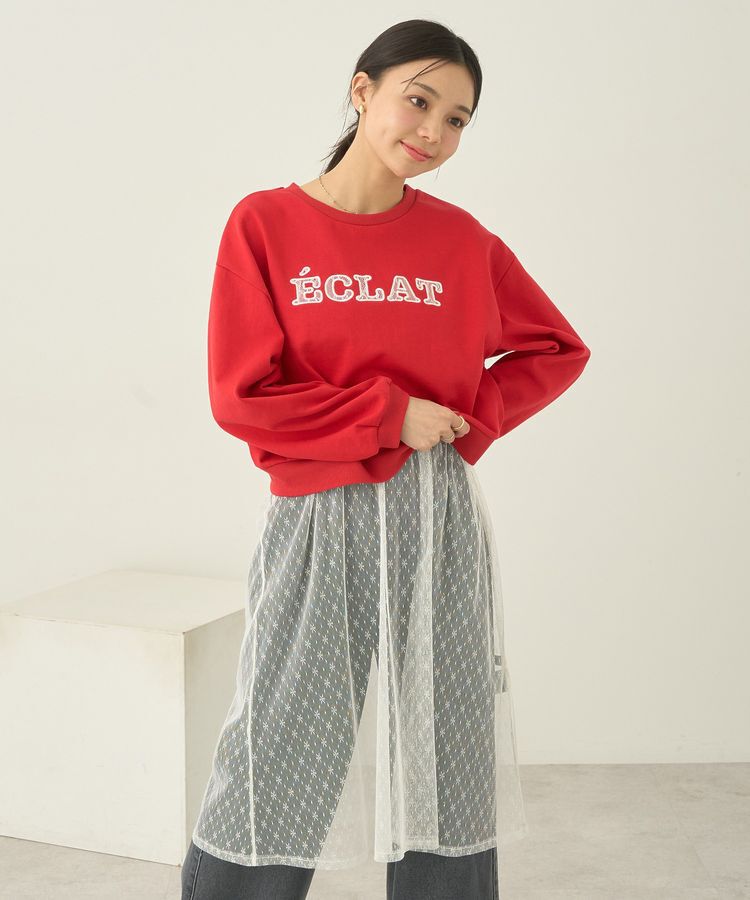 earth music&ecology「SET2点レースロゴプルオーバー+チュールワンピ」|スウェット・ジャージ|