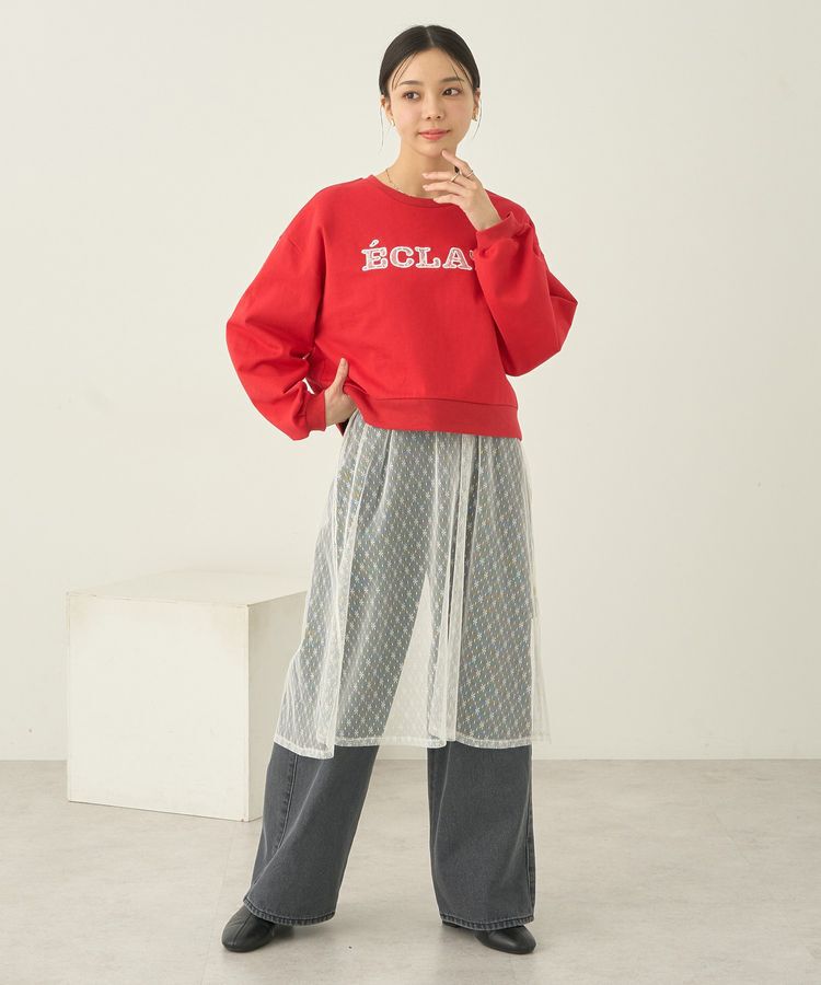 earth music&ecology「SET2点レースロゴプルオーバー+チュールワンピ」|スウェット・ジャージ|