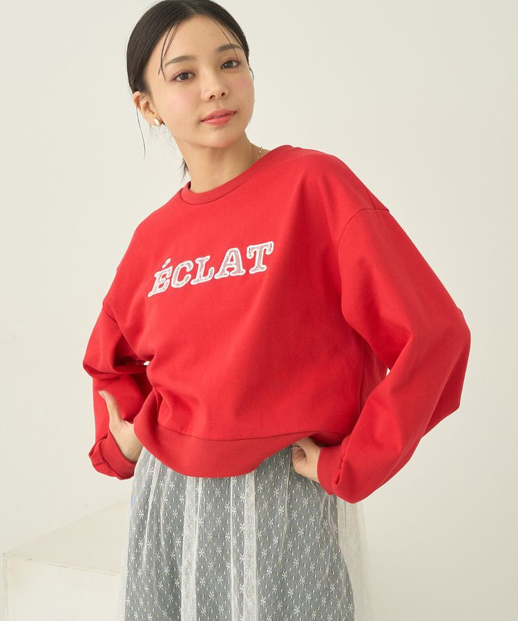 earth music&ecology「SET2点レースロゴプルオーバー+チュールワンピ」|スウェット・ジャージ|