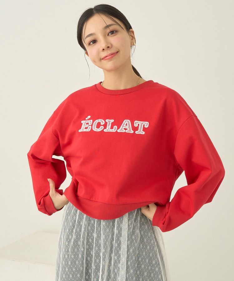 earth music&ecology「SET2点レースロゴプルオーバー+チュールワンピ」|スウェット・ジャージ|