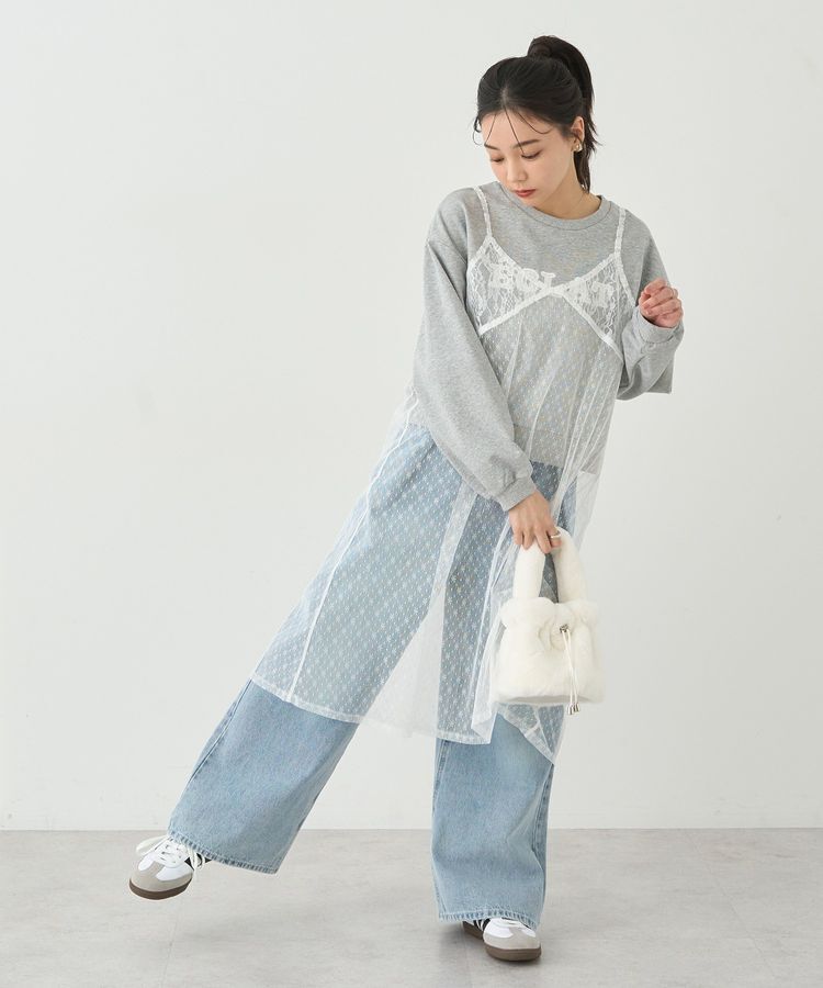 earth music&ecology「SET2点レースロゴプルオーバー+チュールワンピ」|スウェット・ジャージ|