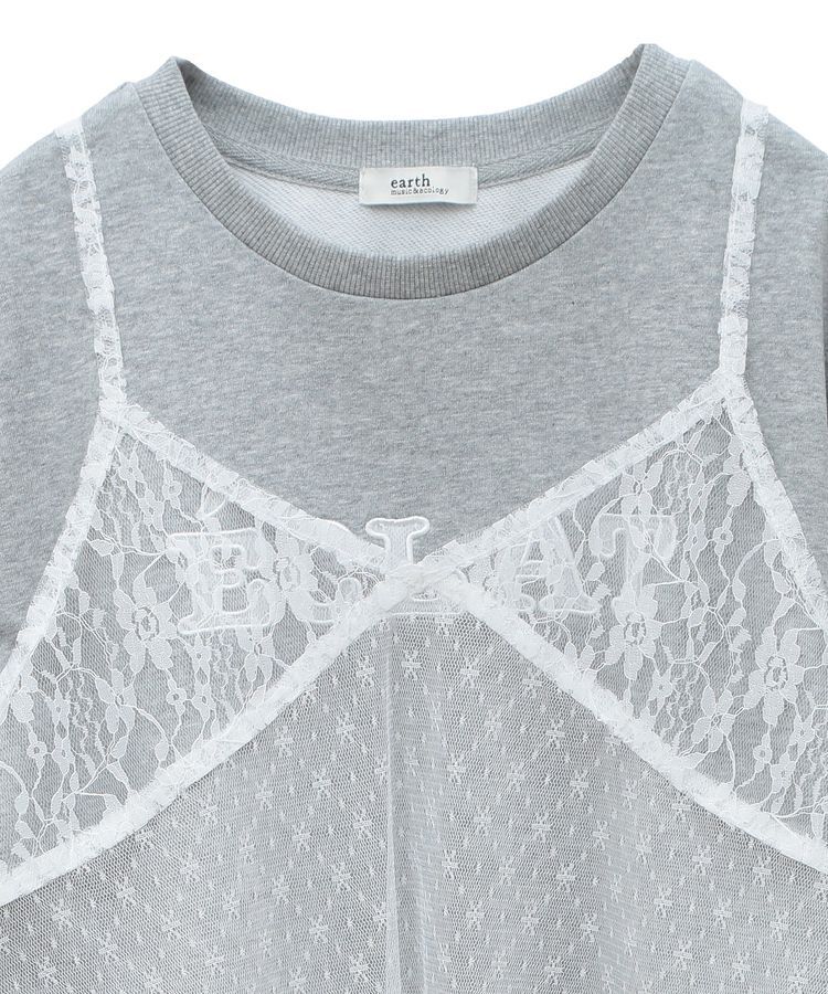 earth music&ecology「SET2点レースロゴプルオーバー+チュールワンピ」|スウェット・ジャージ|