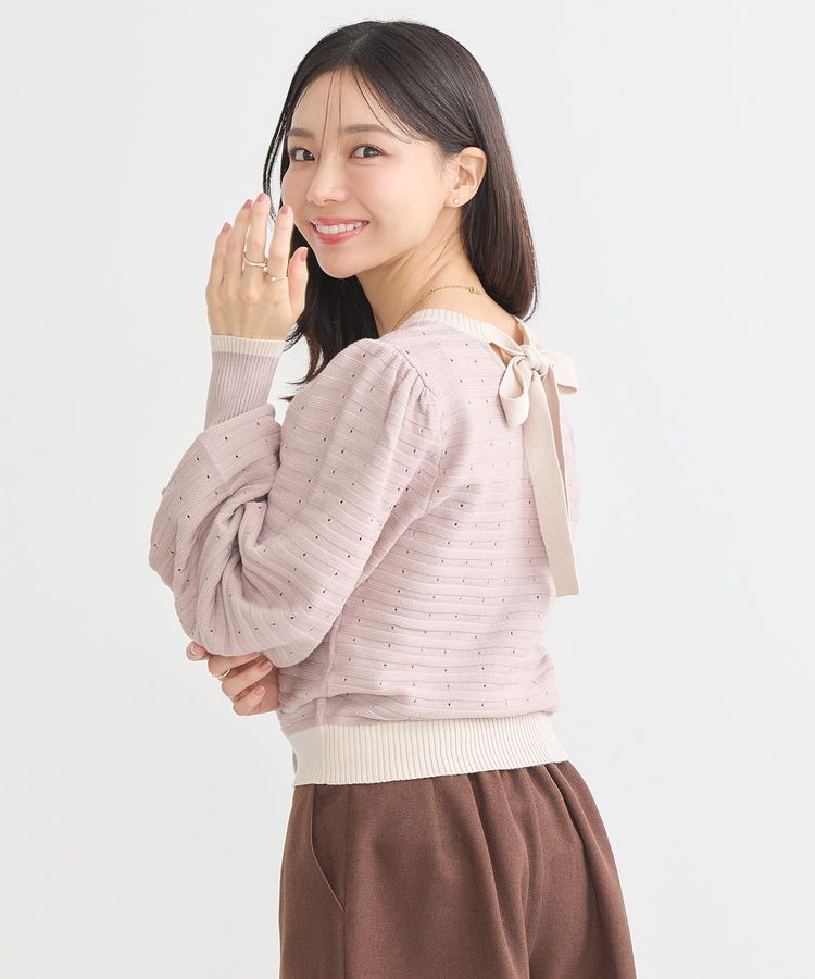 earth music&ecology「配色バックリボンプルオーバー」|ニット・セーター|