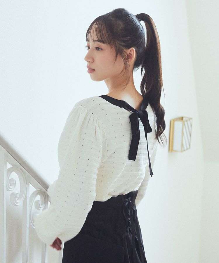 earth music&ecology「配色バックリボンプルオーバー」|ニット・セーター|