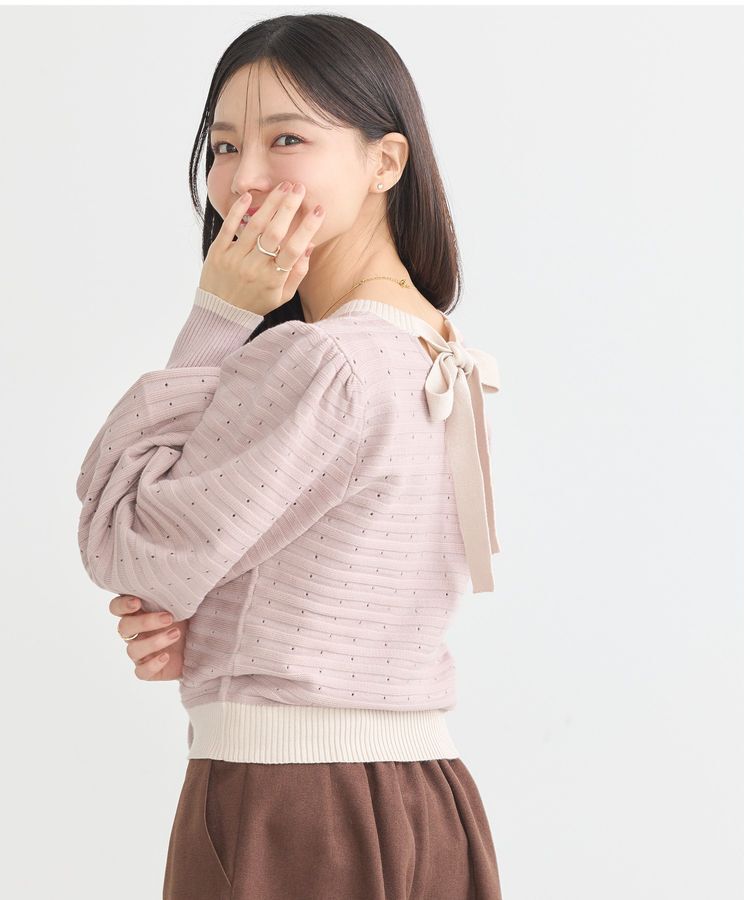 earth music&ecology「配色バックリボンプルオーバー」|ニット・セーター|