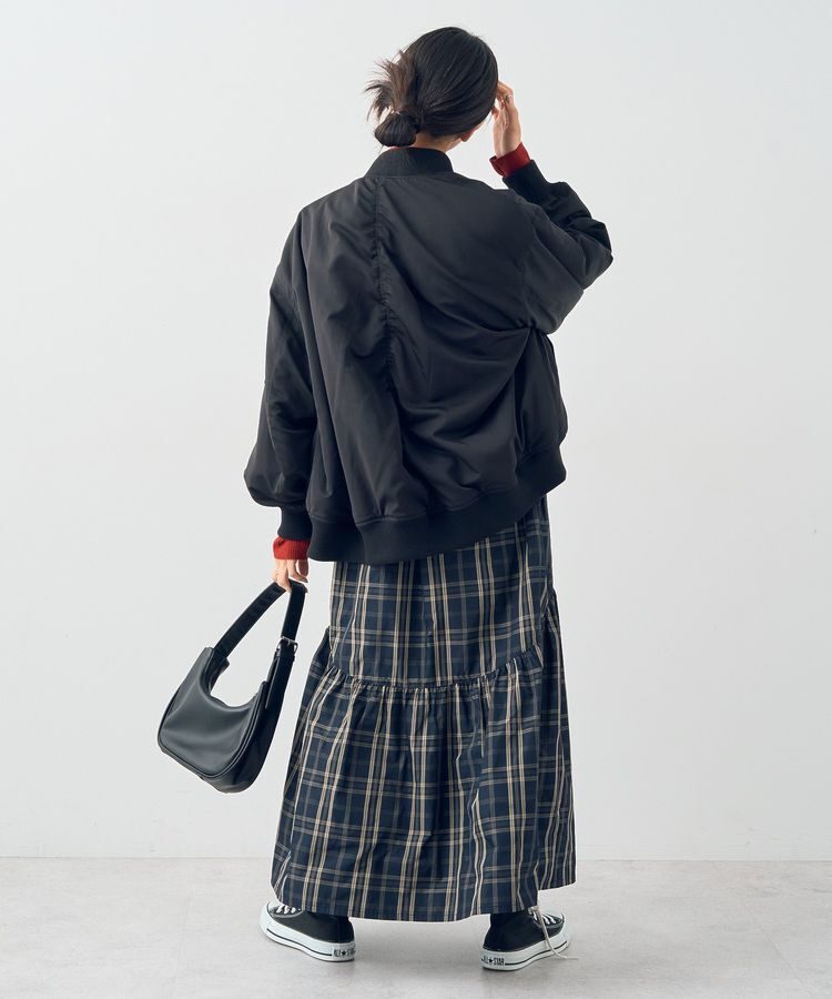 earth music&ecology「メモリータフタチェックスカート」|フレア|