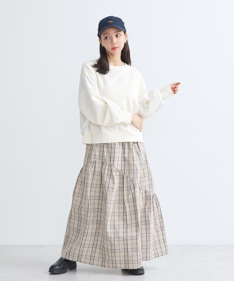 earth music&ecology「メモリータフタチェックスカート」|フレア|
