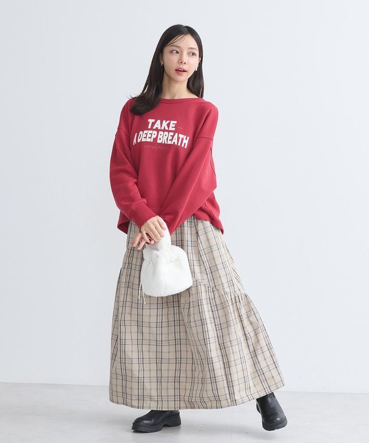 earth music&ecology「メモリータフタチェックスカート」|フレア|